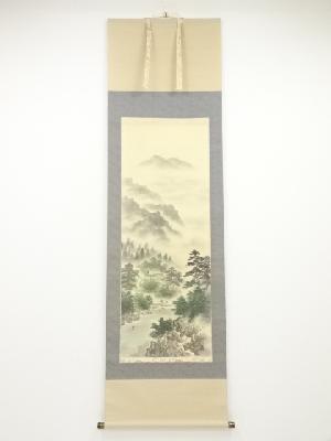 晶久筆　山村静日　肉筆絹本掛軸（共箱）